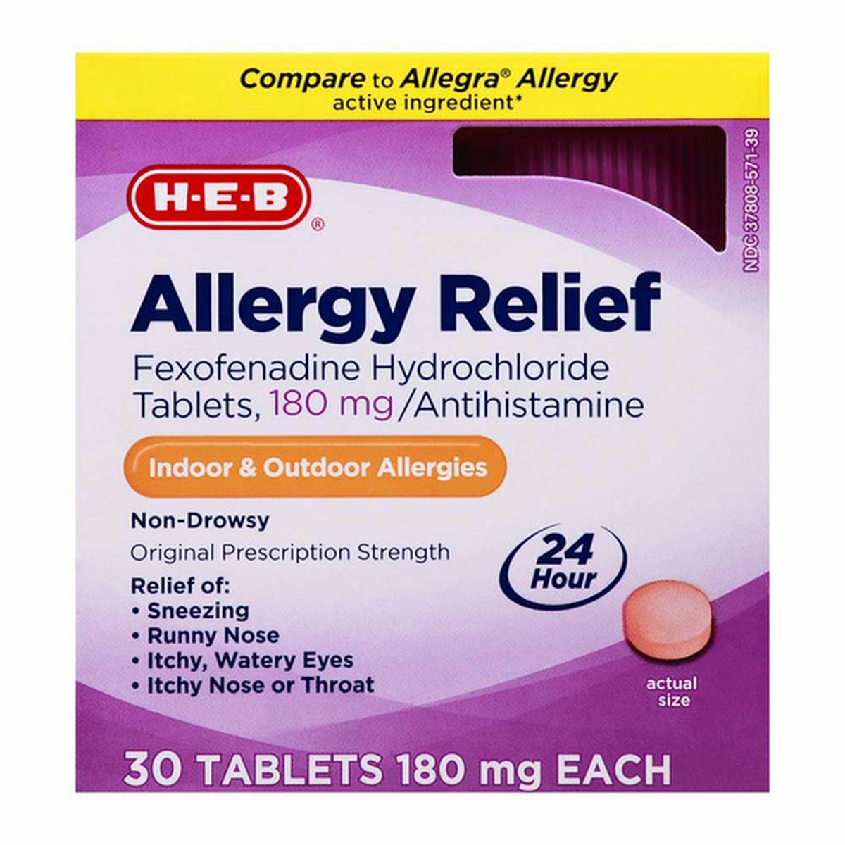 H-E-B Indoor/outdoor Allergy Relief Non-drowsy Fexofenadine ...