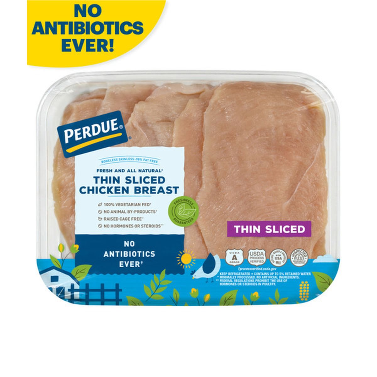 Perdue No Antibiotics Ever Thin Sliced Boneless Skinless Chicken Breasts (1  Tray) Delivery or Pickup Near Me - Instacart