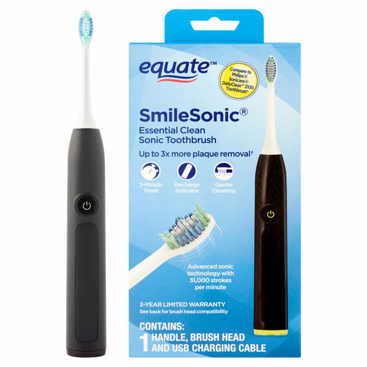 Equate SmileSonic Essential Clean Sonic Toothbrush (each) Delivery or  Pickup Near Me - Instacart