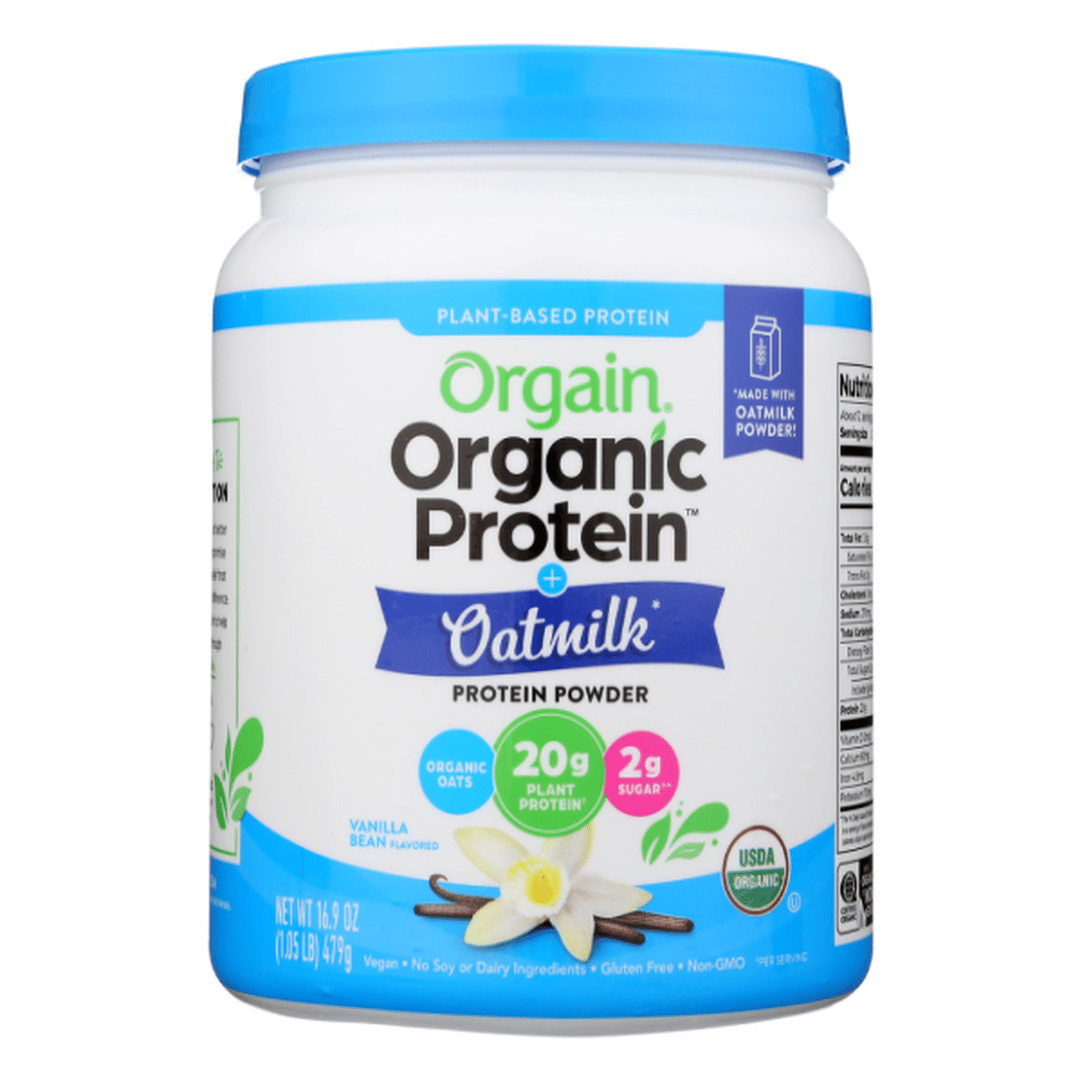 Orgain Protein Powder, + Oatmilk, Vanilla Bean Flavored (16.9 oz