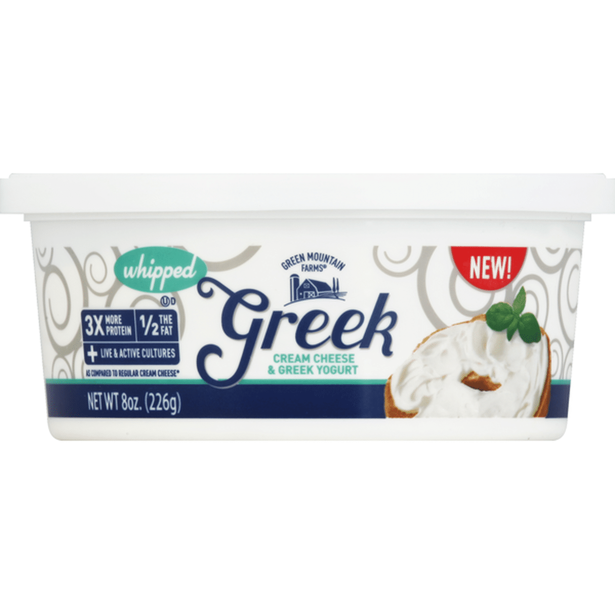 Green Mountain Farms Cream Cheese & Greek Yogurt, Whipped (8 oz ...