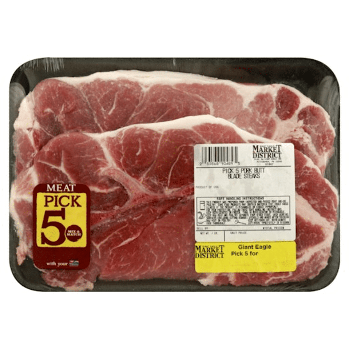 Giant Eagle Pick 5 Bone In Pork Butt Blade Steak 1 Lb Delivery Or Pickup Near Me Instacart