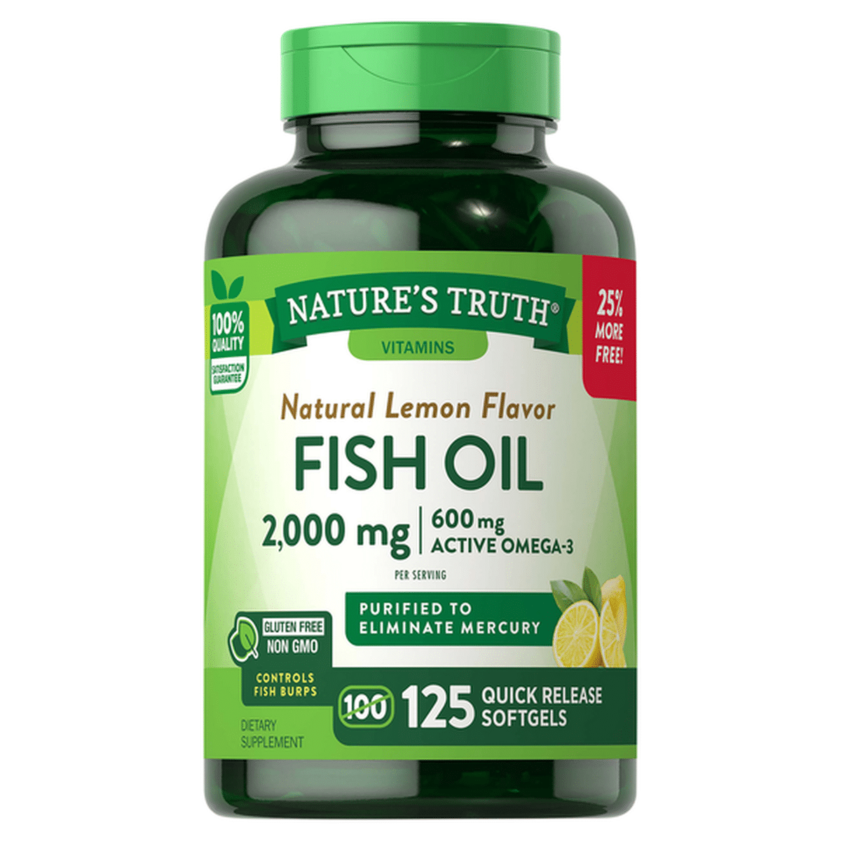 Natures Truth Fish Oil 2000 Mg Quick Release Softgels Natural Lemon