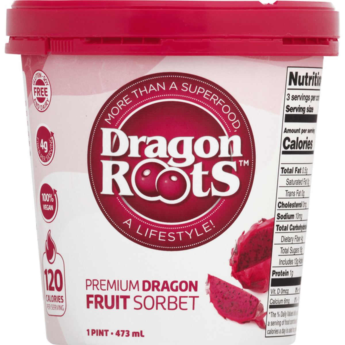 Acai Roots Sorbet, Premium, Dragon Fruit (1 pt) Delivery or Pickup