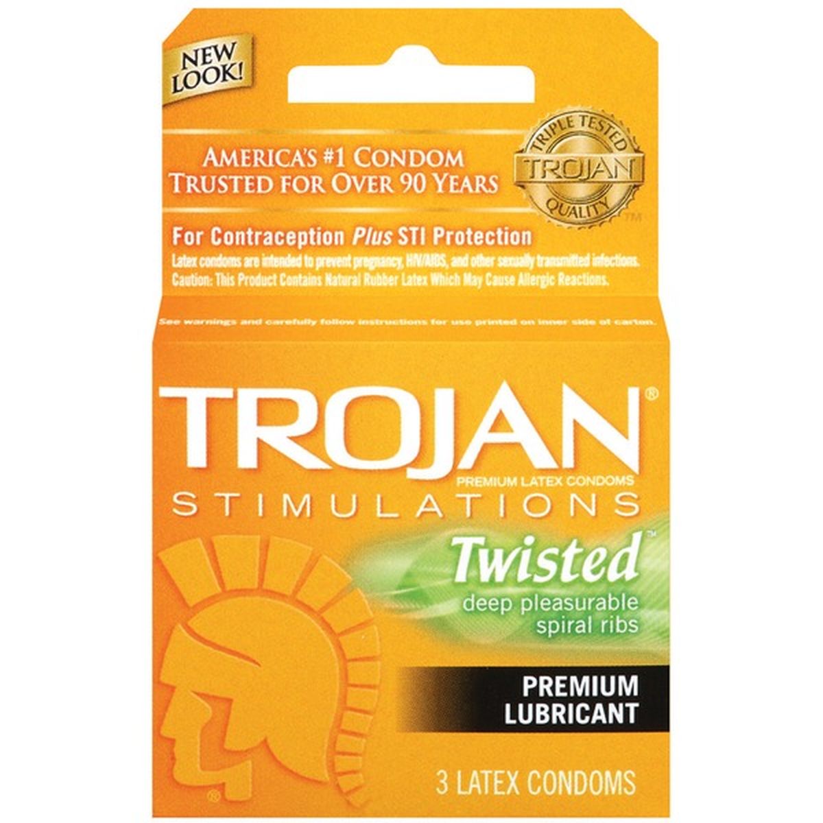 Trojan Twisted Premium Lubricant Condoms Stimulations (3 ct) Delivery or  Pickup Near Me - Instacart