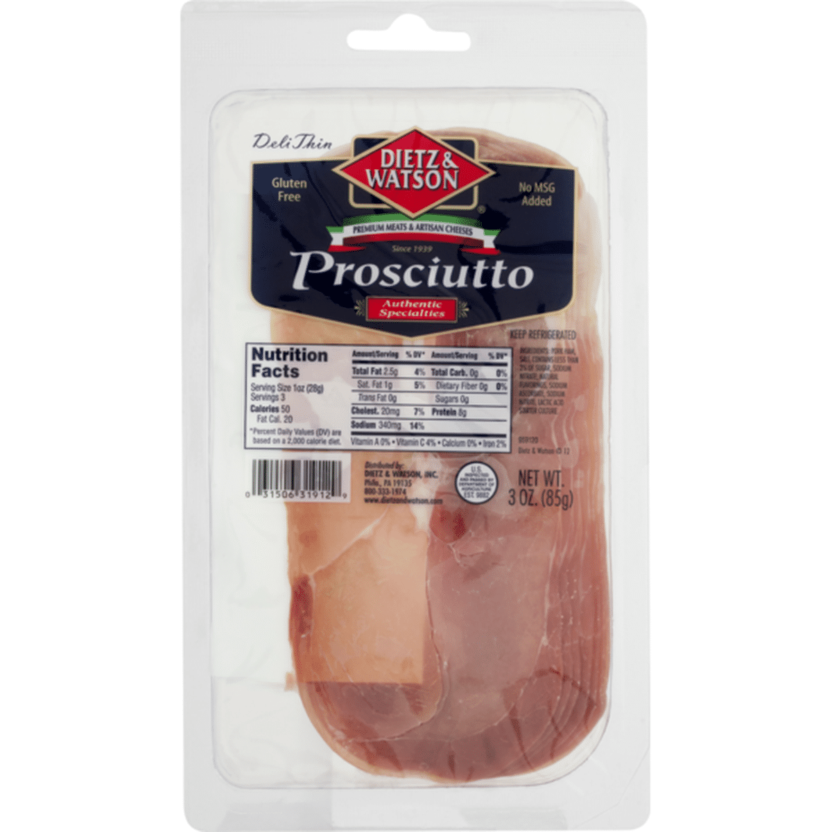 Dietz & Watson Prosciutto, Pre-Sliced (3 oz) Delivery or Pickup Near Me ...