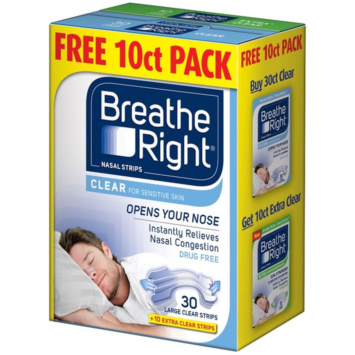 Breathe Right Clear Large Free 10 ct Pack Nasal Strips (30 ct) Delivery ...