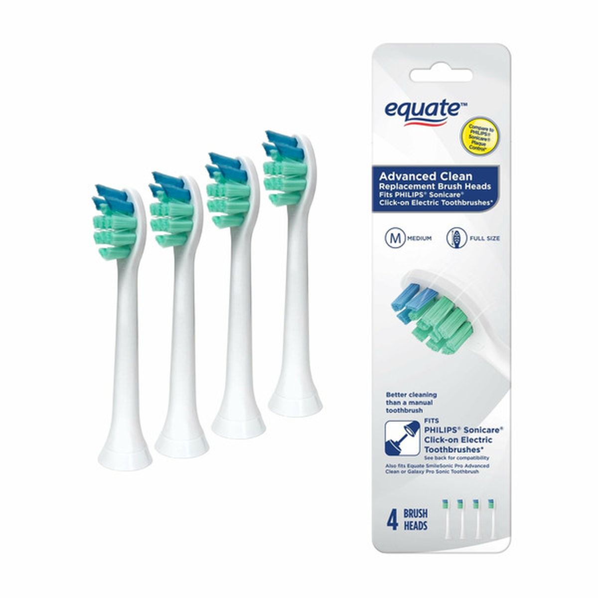 Equate SmileSonic Pro Advanced Clean Sonic Replacement Toothbrush Brush  Heads - White (4 ct) Delivery or Pickup Near Me - Instacart