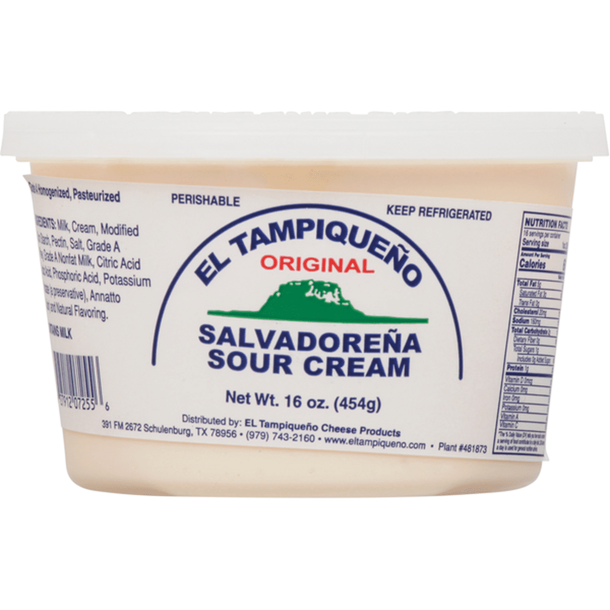 El Tampiqueno Sour Cream, Original, Salvadorena (16 oz) Delivery or