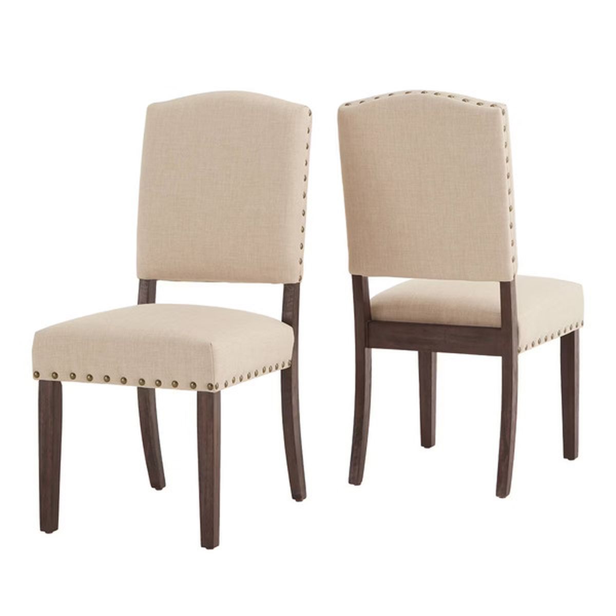 iNSPIRE Q Iverson Nailhead Trim Brown Finish Linen Side Chairs Set ...