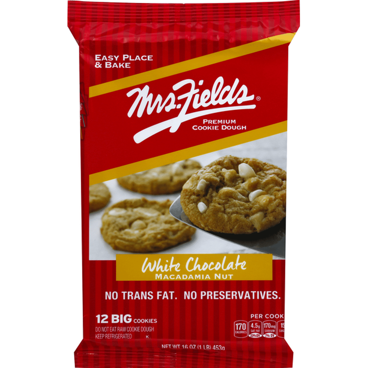 Mrs. Fields Cookie Dough, Premium, White Chocolate Macadamia Nut (12 each)  Delivery or Pickup Near Me - Instacart