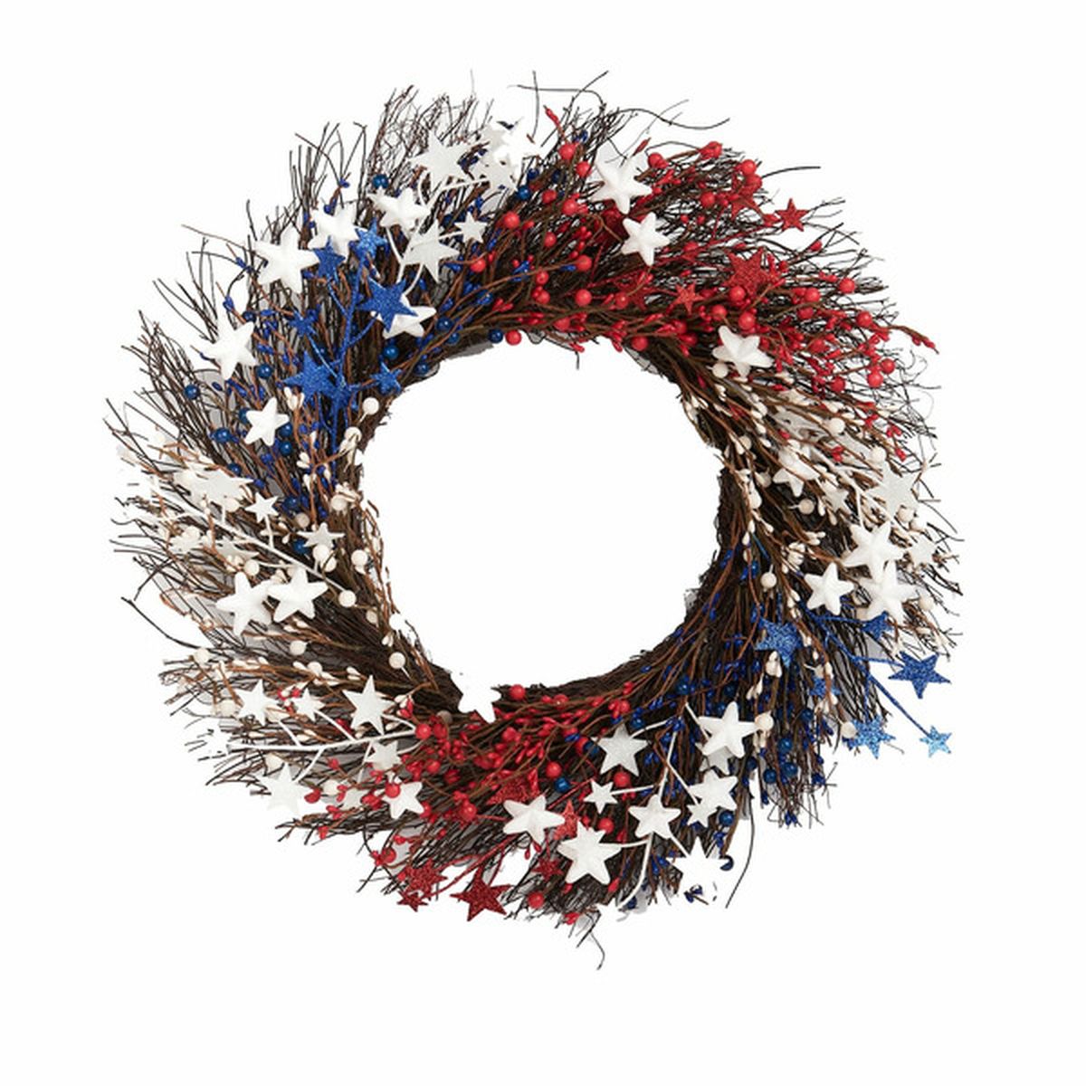 Berkley Jensen Independence Day Wreath - Red, White & Blue (24 in ...