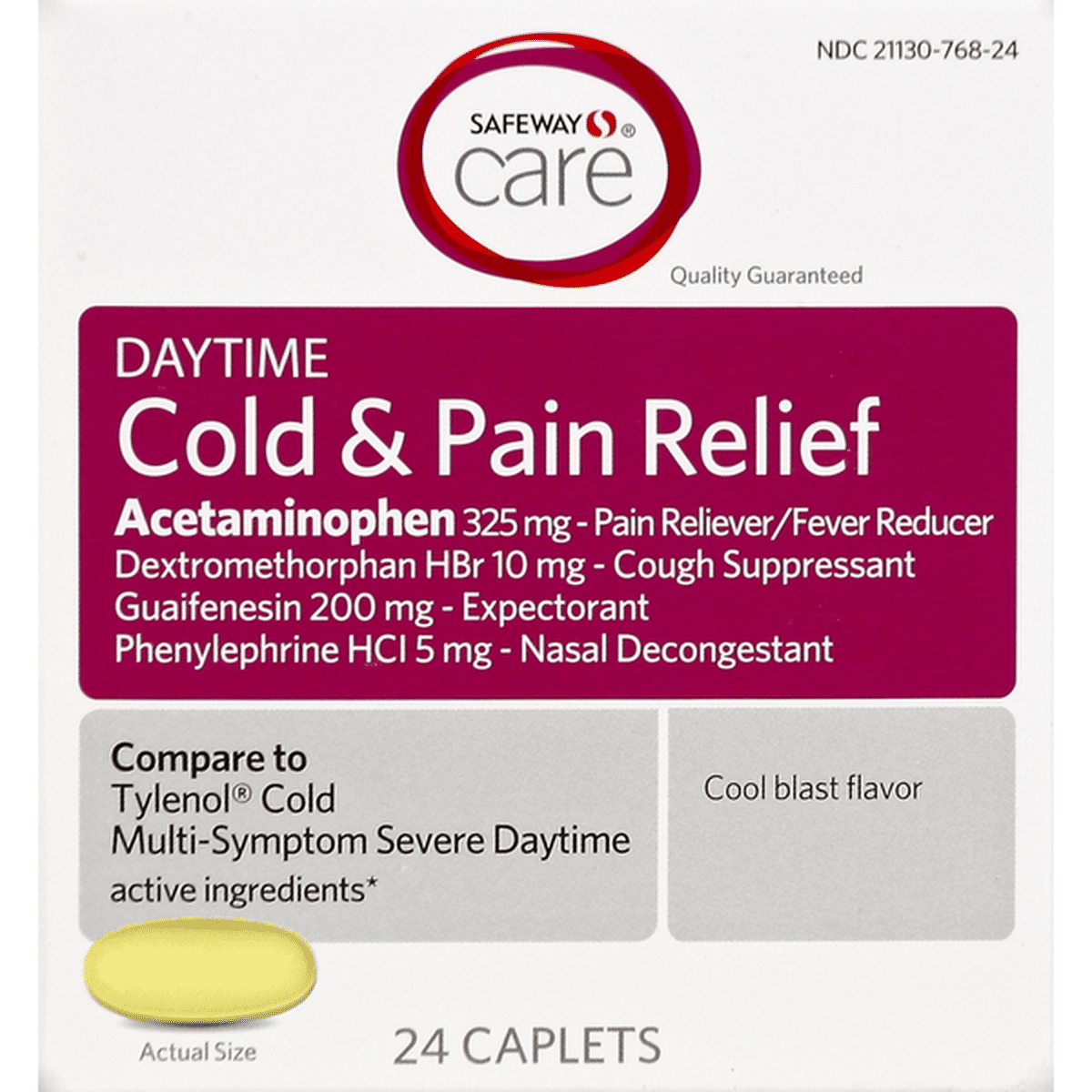 Safeway Cold Pain Relief Daytime Cool Blast Flavor Caplets