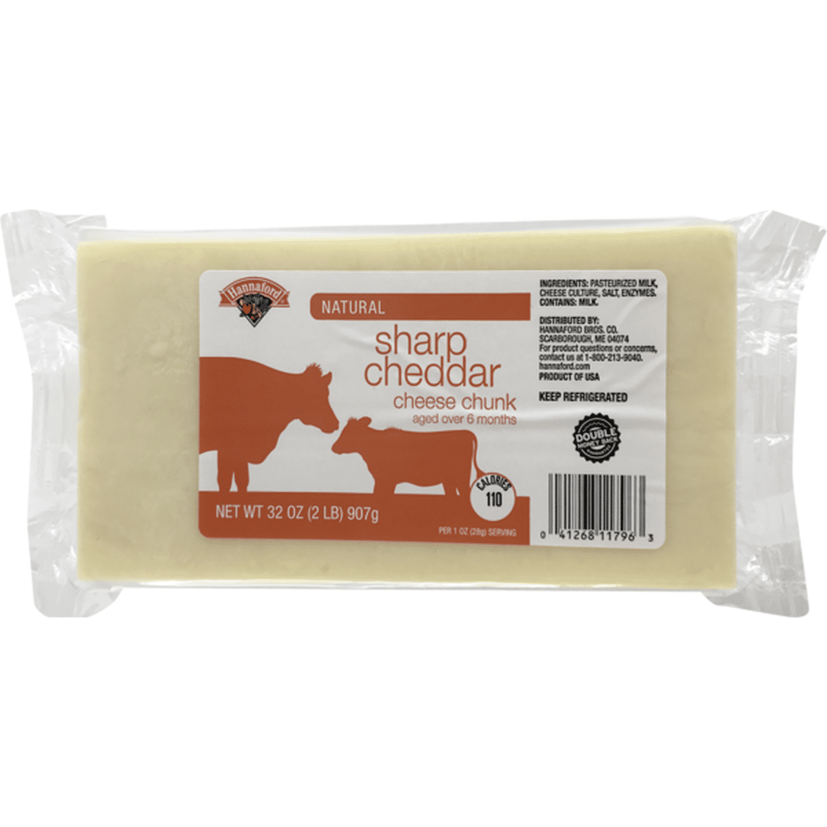 Hannaford Sharp White Cheddar Cheese Chunk 32 Oz Delivery Or Pickup