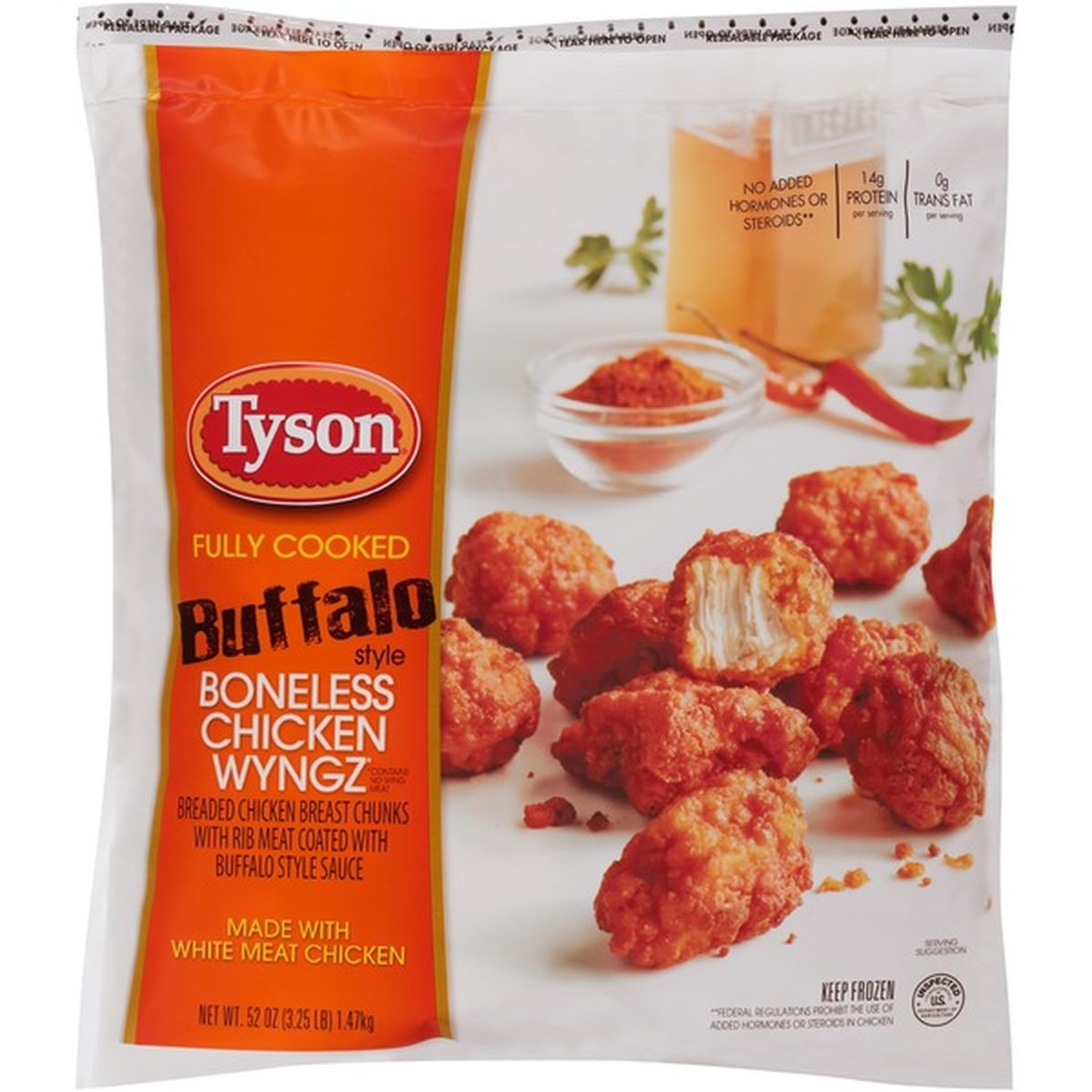 Tyson Fully Cooked Buffalo Style Boneless Chicken Wyngz (52 Oz ...