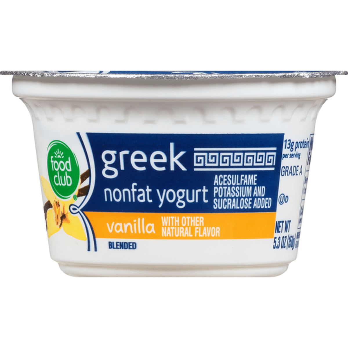 Food Club Yogurt, Greek, Nonfat, Vanilla, Blended (5.3 oz) Delivery or ...