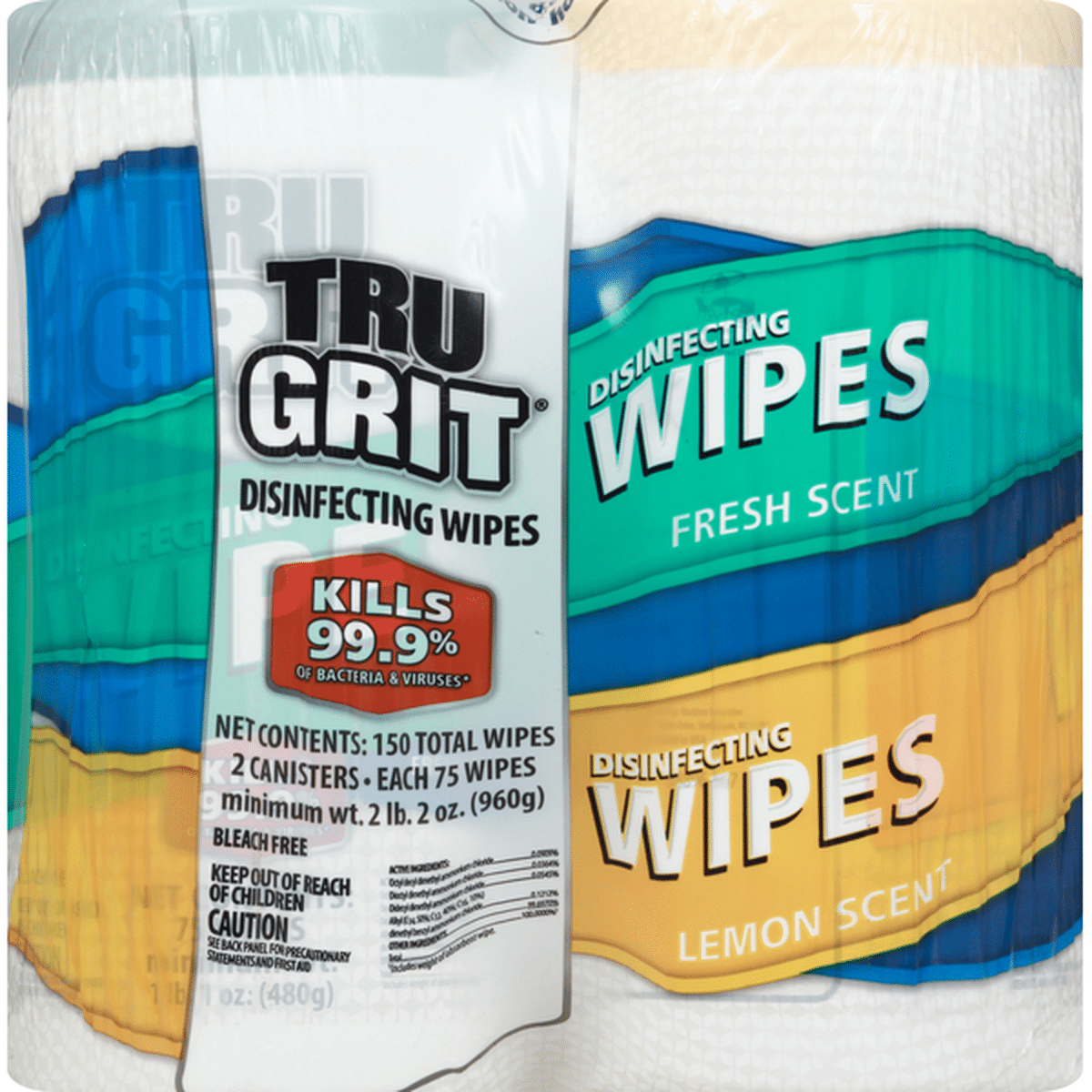 True Grit Wipes, Disinfecting, Fresh & Lemon Scent (2 Each) Delivery Or ...