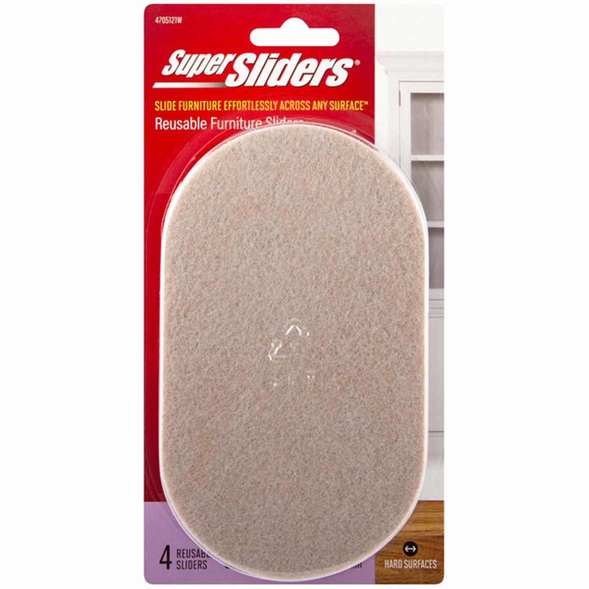 Super Sliders Oval Felt Furniture Sliders, 3.5 X 6 Inch - Beige (4 Ct 