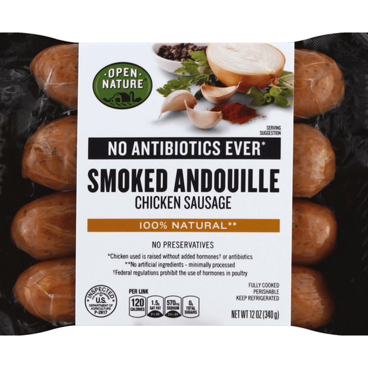 Open Nature Sausage, Chicken, Smoked Andouille (12 oz) Delivery or