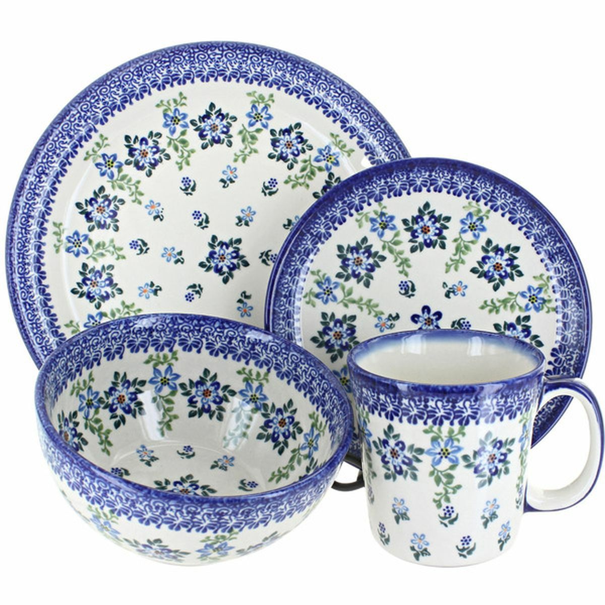 Blue Rose Pottery Polish Pottery Kalich Dinnerware Set (1 each ...