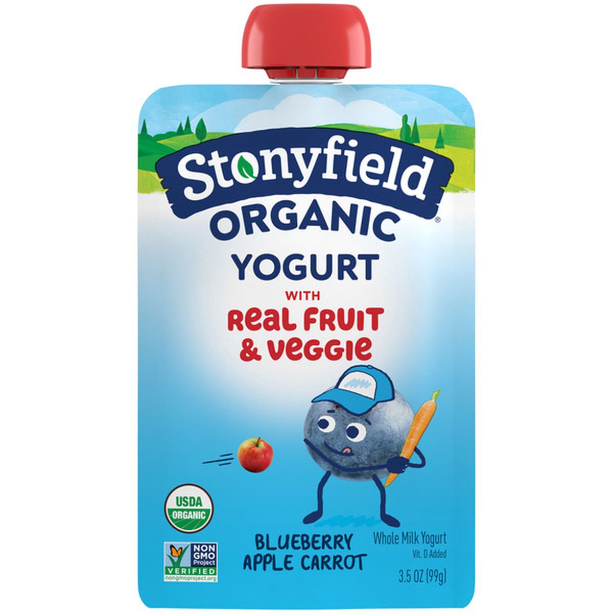 Stonyfield Organic Whole Milk Yogurt Pouch Blueberry Apple Carrot (3.5 