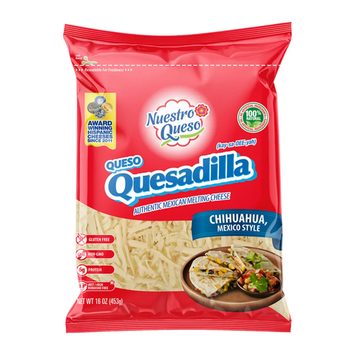 Nuestro Queso Quesadilla Cheese Shredded, Chihuahua Mexico-Style (16 oz ...