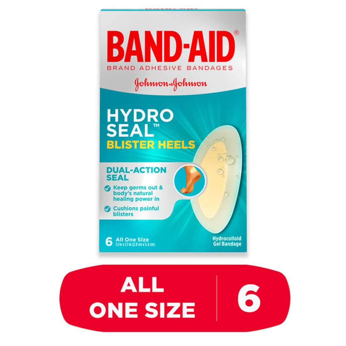 BAND AID Hydro Seal Hydrocolloid Heel Blister Bandages 6 ct