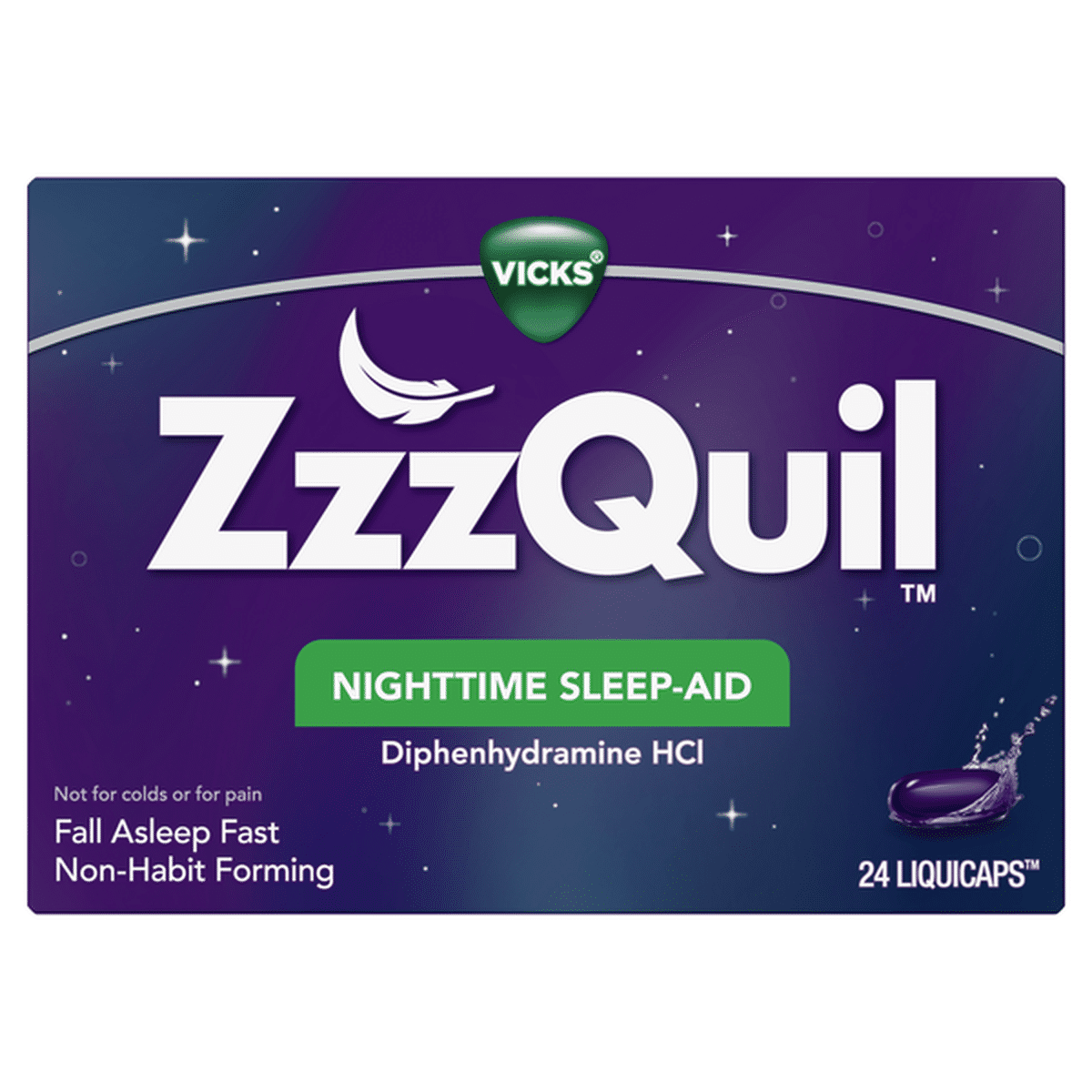 Vicks ZzzQuil Sleep Aid Liquidcaps, 50mg Diphenhydramine HCI (24 ct)  Delivery or Pickup Near Me - Instacart