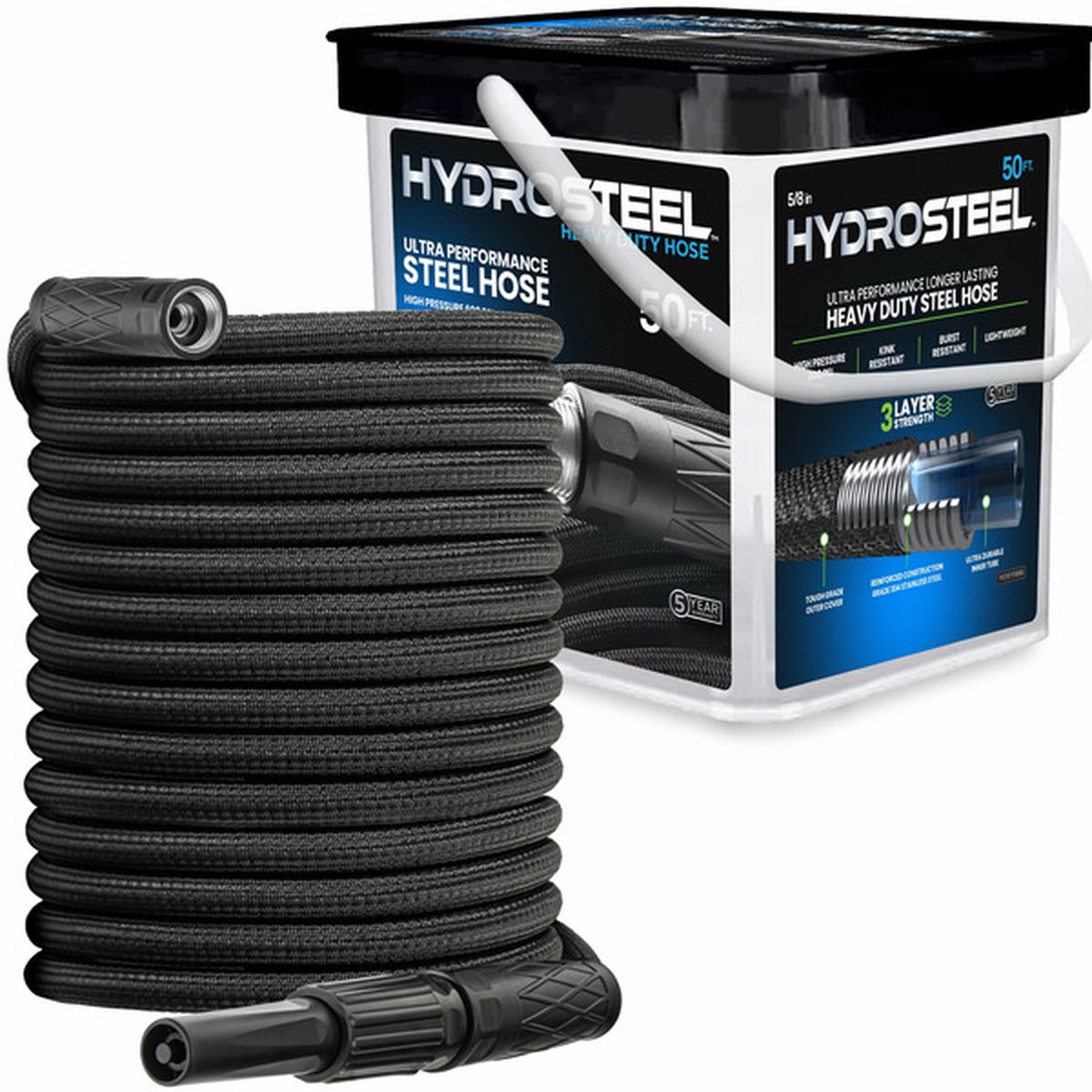 Hydrosteel Triple Layered Heavy Duty Steel Water Hose Ft Delivery