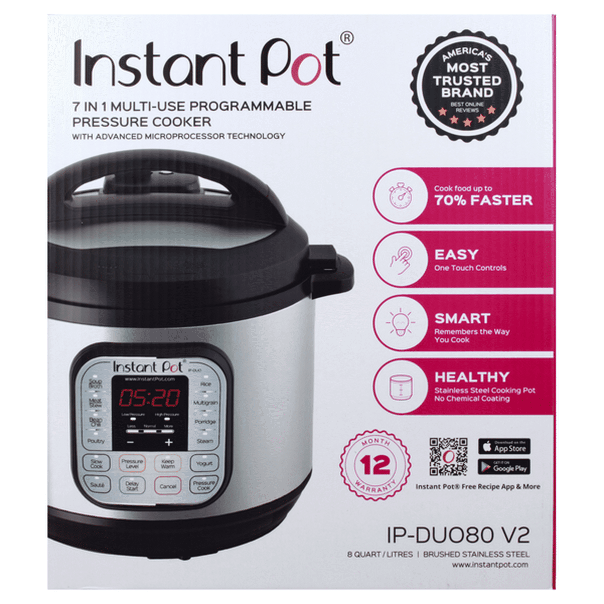 Instant Pot IP-Duo80 deals 8 Quart 1200w 7-in-1 Programmable Pressure Cooker New