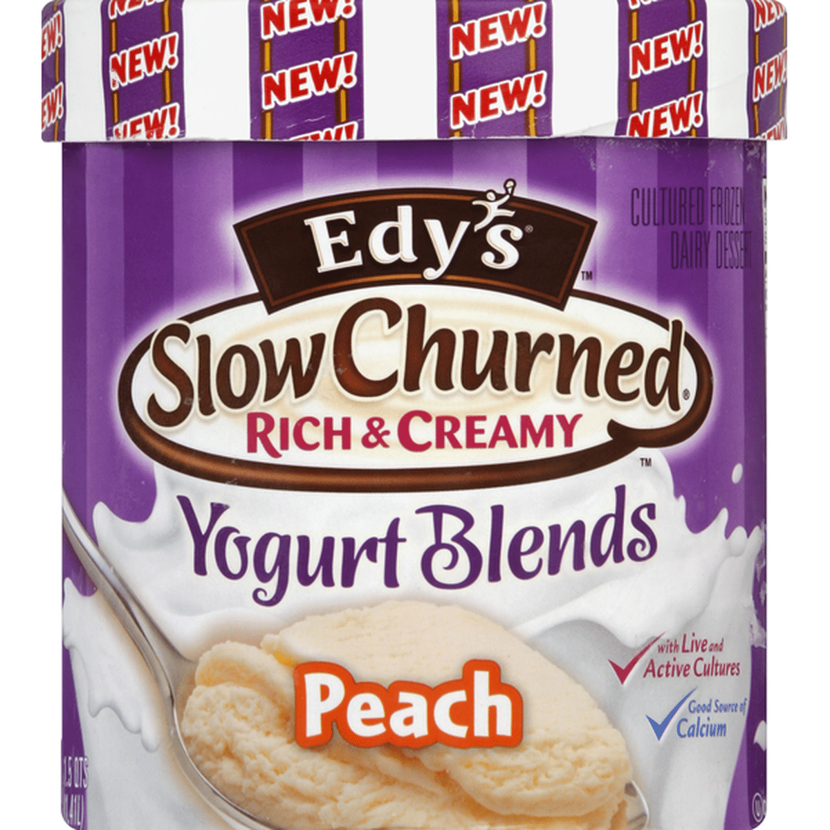 Edys Dreyers Frozen Dairy Dessert Cultured Yogurt Blends Peach 1