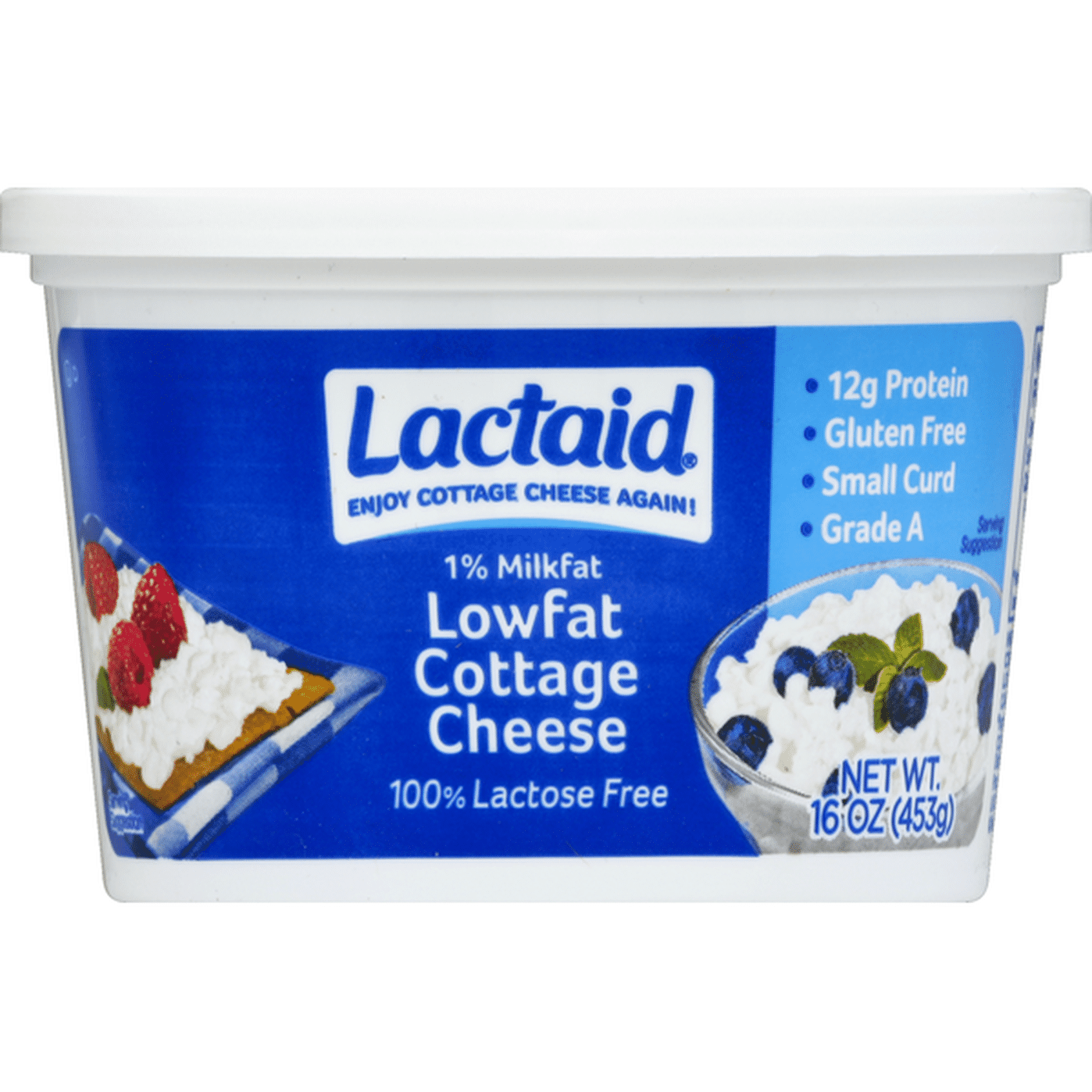 Lactaid Cottage Cheese, Small Curd, 1 Milkfat, Lactose Free, Lowfat