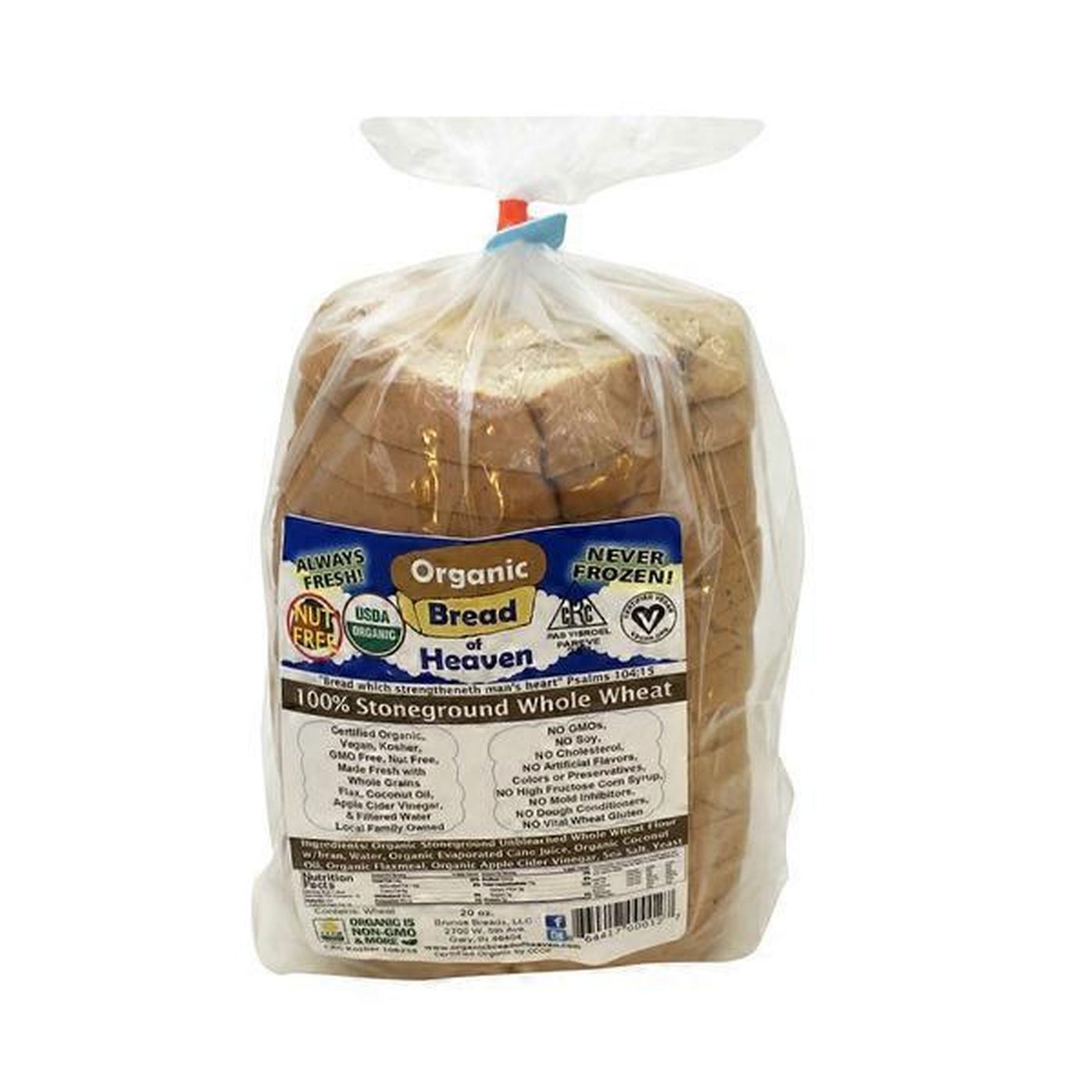 Organic Bread Of Heaven Organic Stoneground Whole Wheat Bread 20 Oz