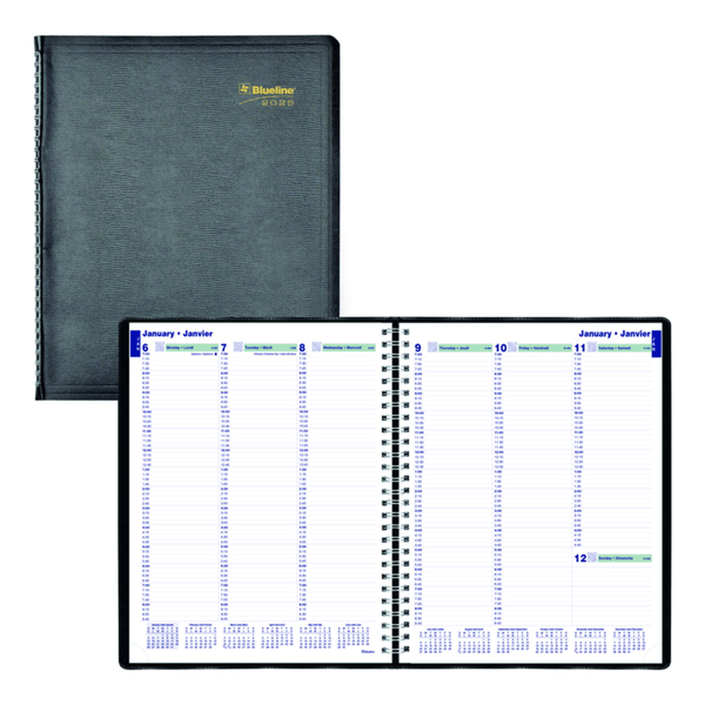 Blueline 2025 Weekly Bilingual Planner, 11 x 9.0625 Inch - Black (1 ...