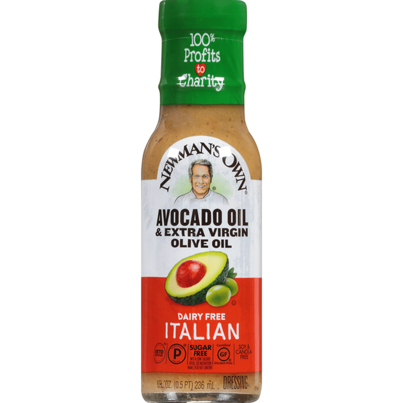 Newman's Own Dressing, Dairy Free, Italian, Avocado Oil & Extra Virgin ...