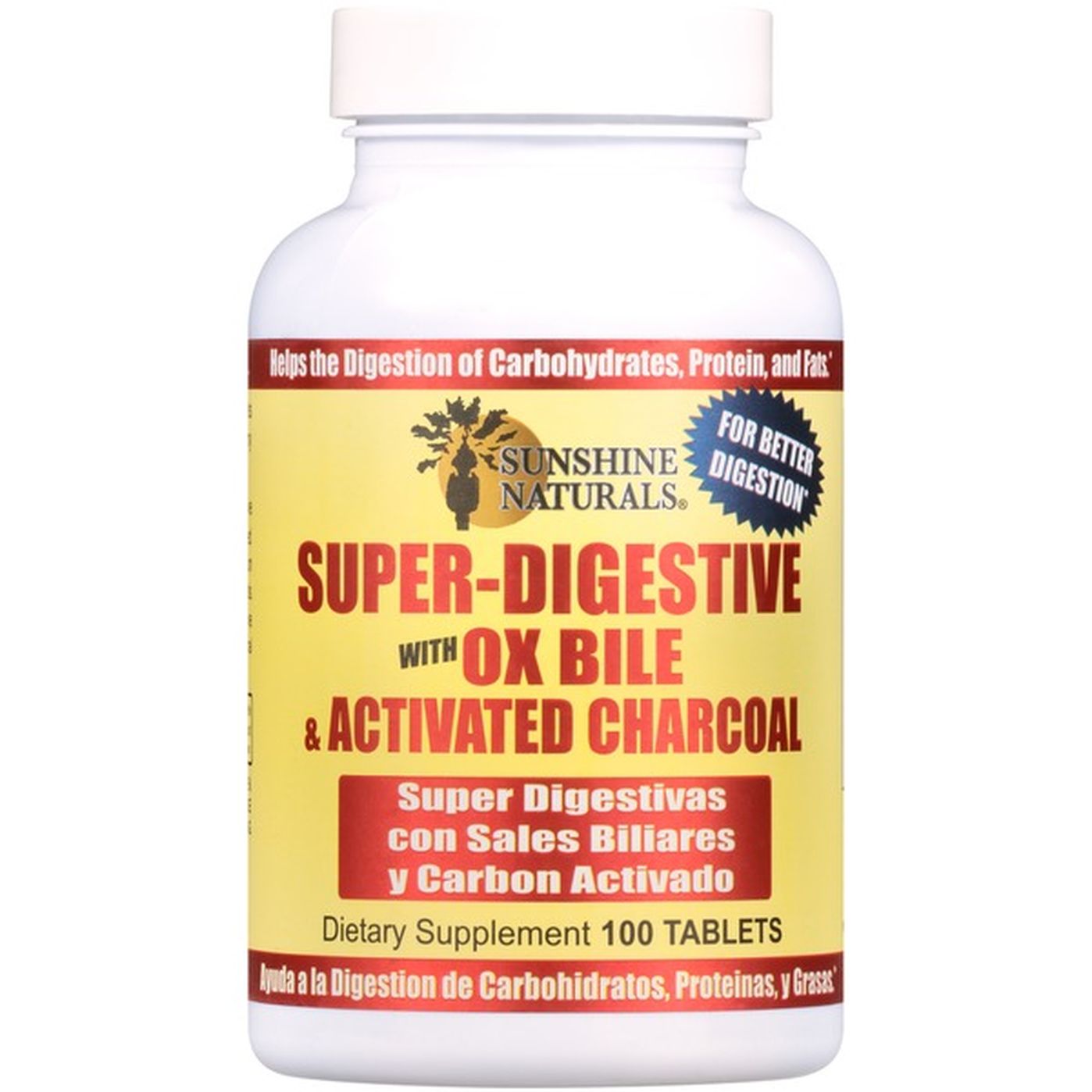 Sunshine Naturals Super-Digestive With Ox Bile & Activated Charcoal ...