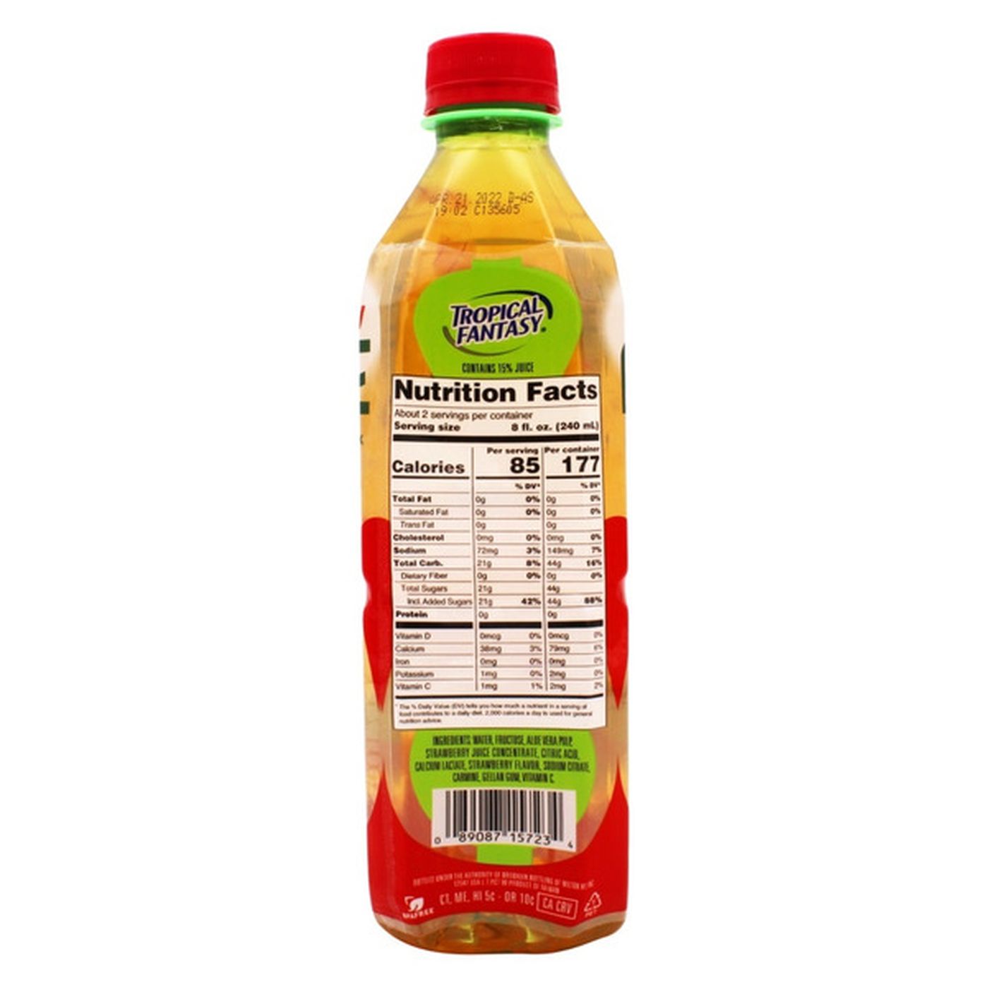 Tropical Fantasy Aloe Vera Drink With Aloe Vera Pulp, Strawberry (16.9 ...