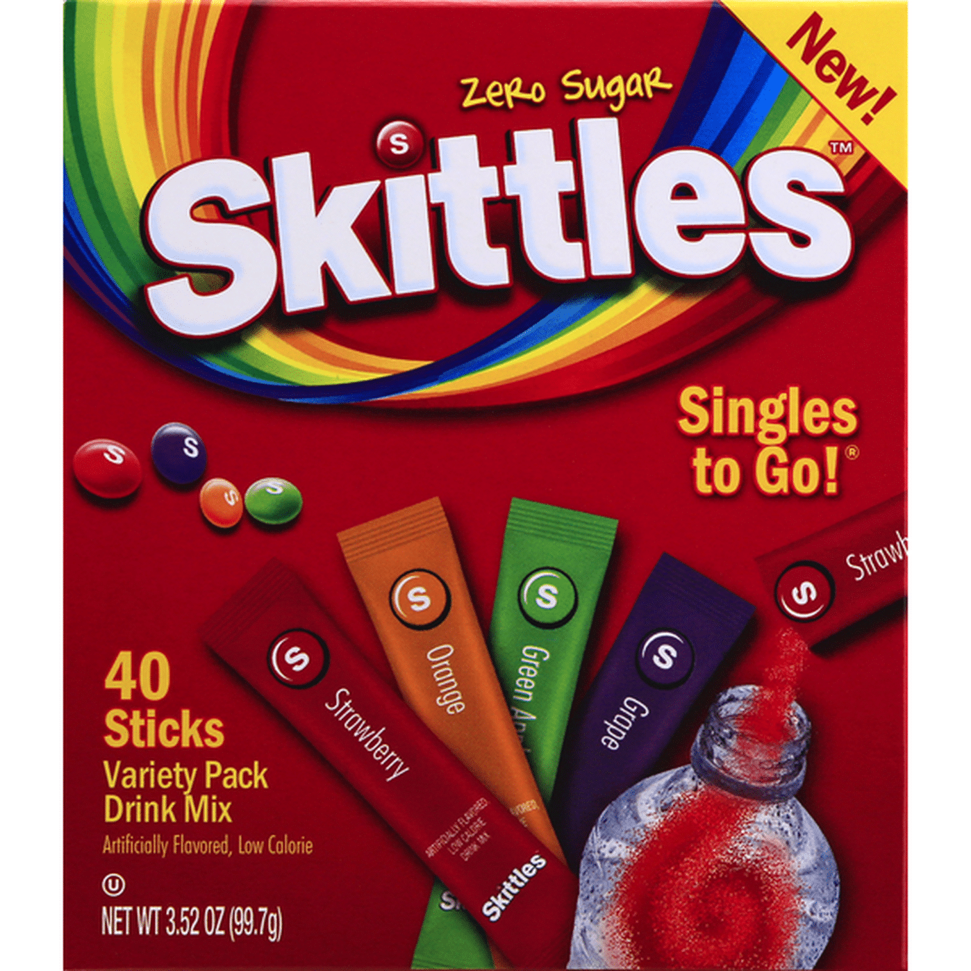 Skittles Zero Sugar, Variety Pack Singles To Go Drink Mix (3.52 Oz ...