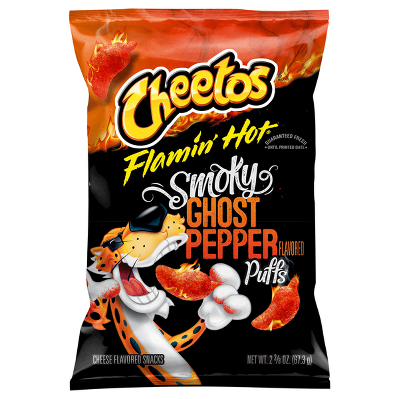 Cheetos Cheese Flavored Snacks Flamin Hot Smoky Ghost Pepper Flavored Puffs 2 375 Oz