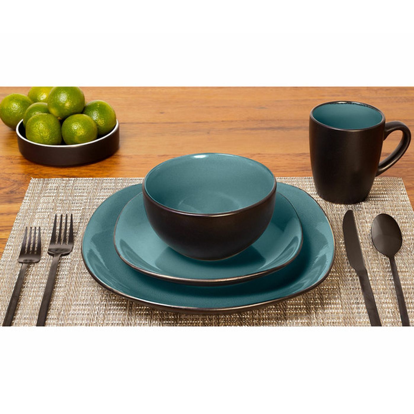 Broyhill Stoneware Dinnerware Set Teal Black Reactive 1 Each   Large 842d3e75 84ea 4699 Bdc6 272cf966a922 