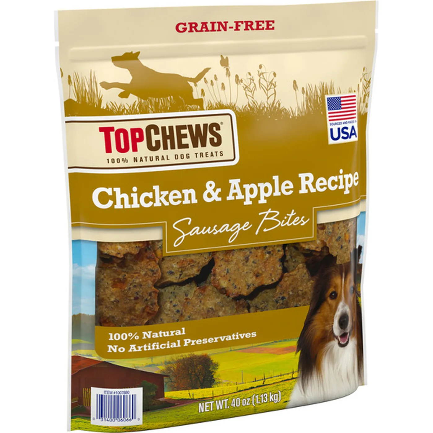 Top Chews 100% Natural Dog Treats Chicken and Apple Recipe Sausage ...