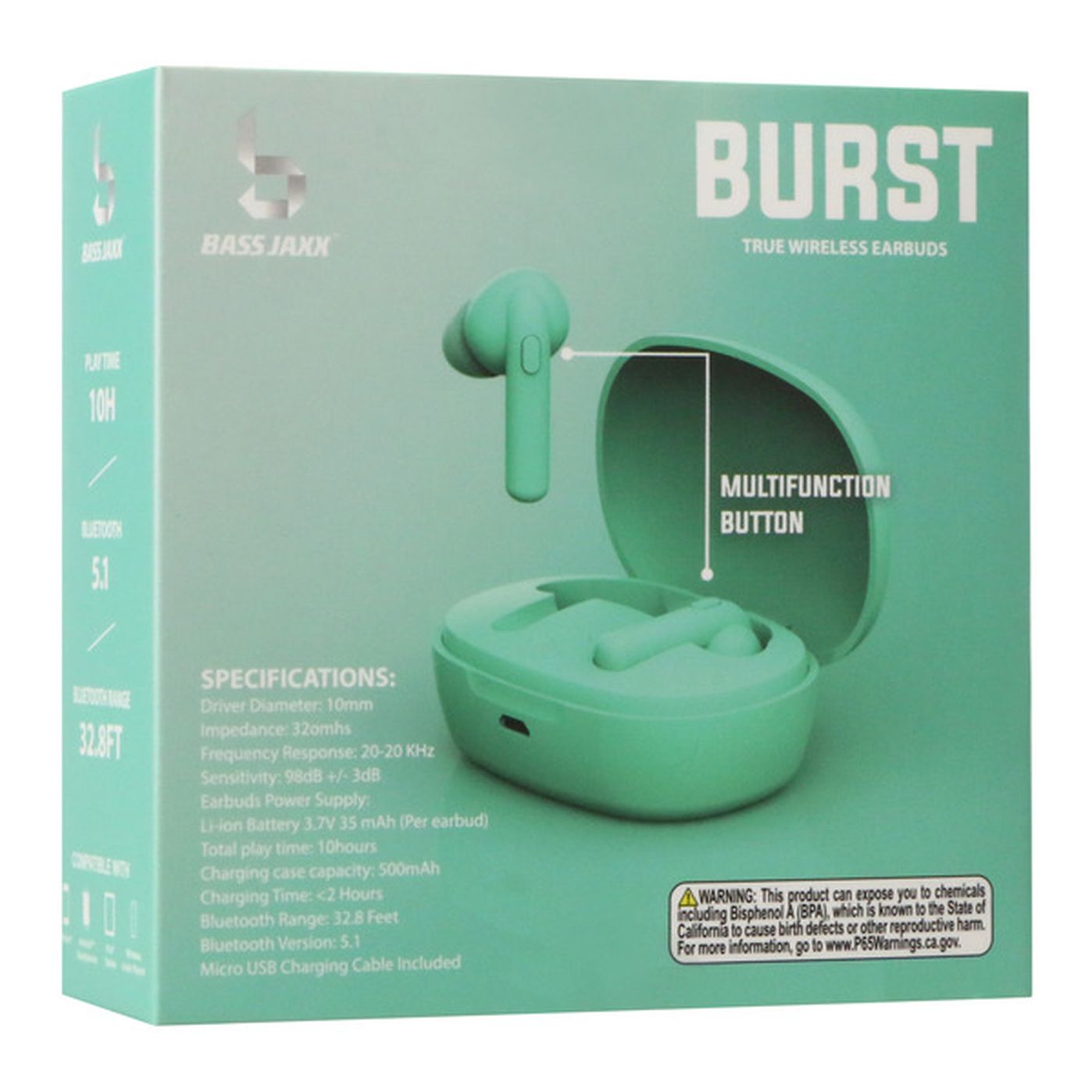 Bass Jaxx Burst True Wireless Earbuds With Charging Case Green Each Delivery Or Pickup Near 0165