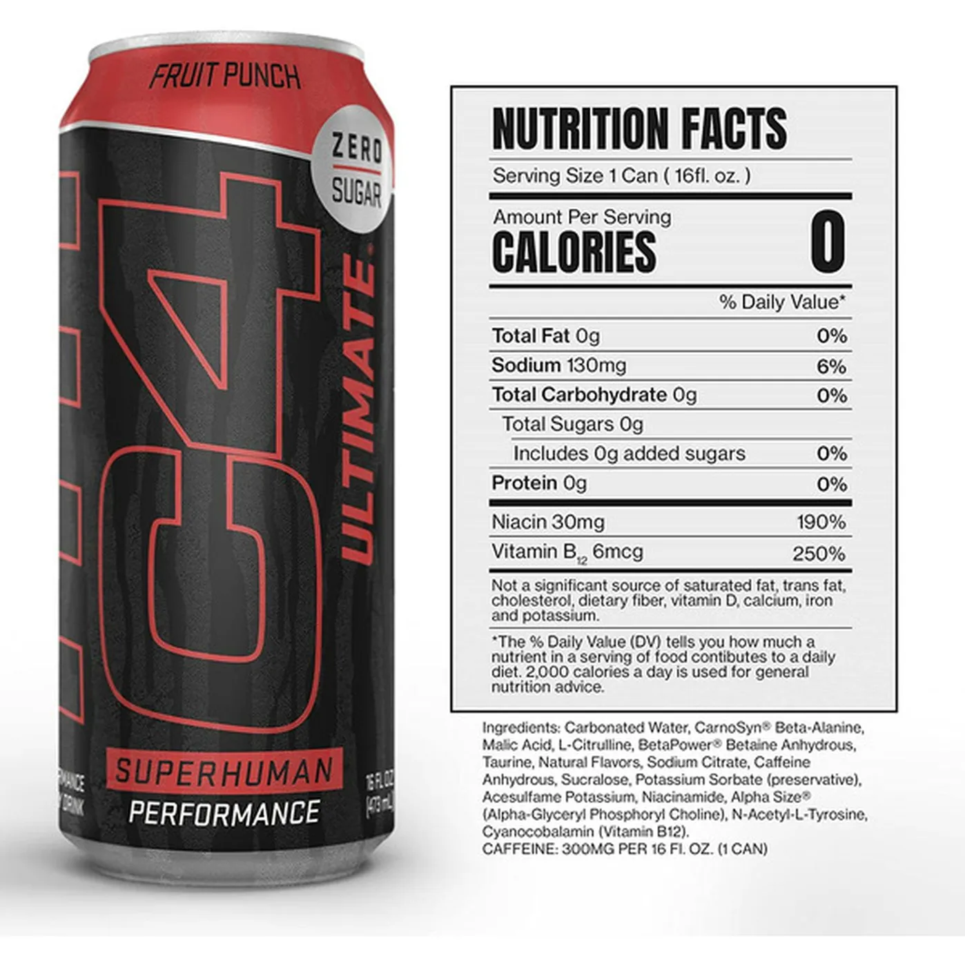 C4 Energy C4 Ultimate CRB RTD Carbonated, Fruit Punch (16 Oz) Delivery ...