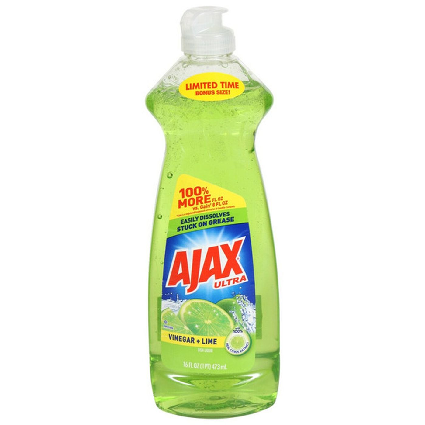 Ajax Ultra Vinegar + Lime Dishwashing Liquid Dish Soap (16 fl oz ...