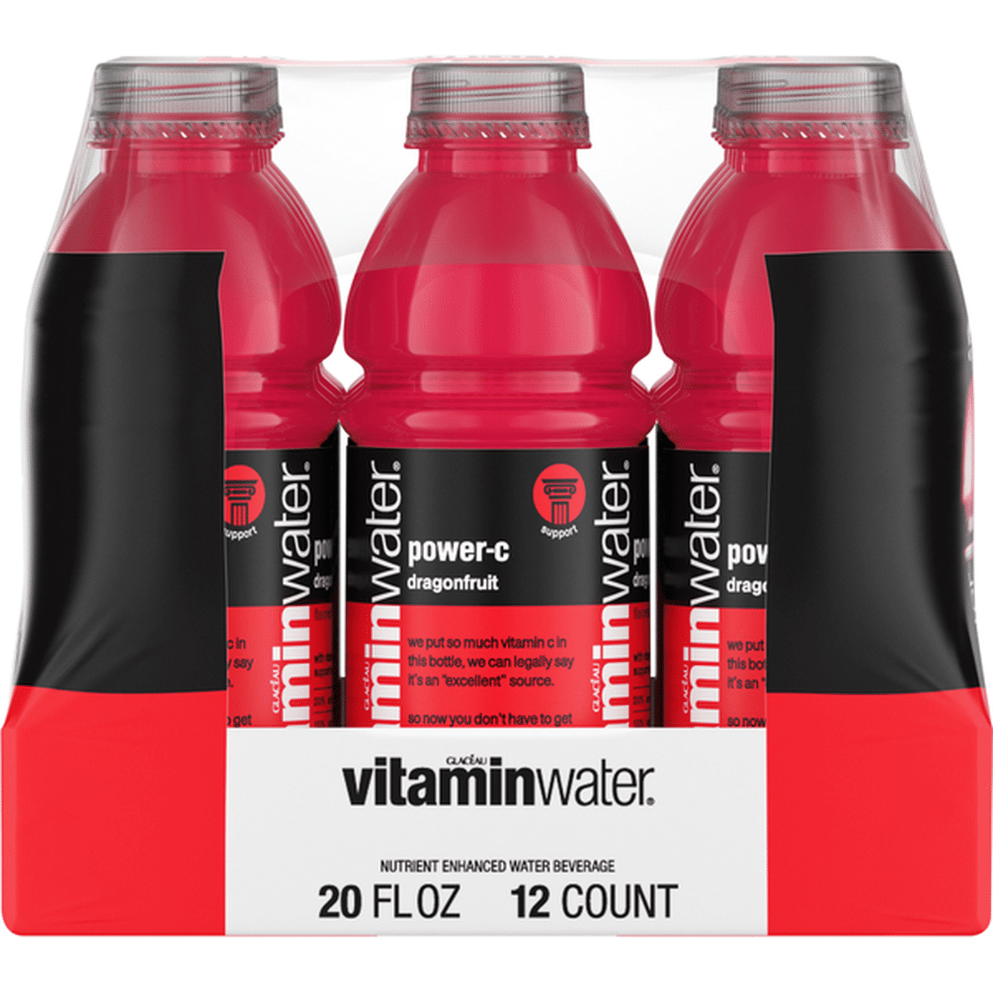 Vitaminwater Water Beverage, Power-C, Dragonfruit, 12 Pack (20 Fl Oz ...