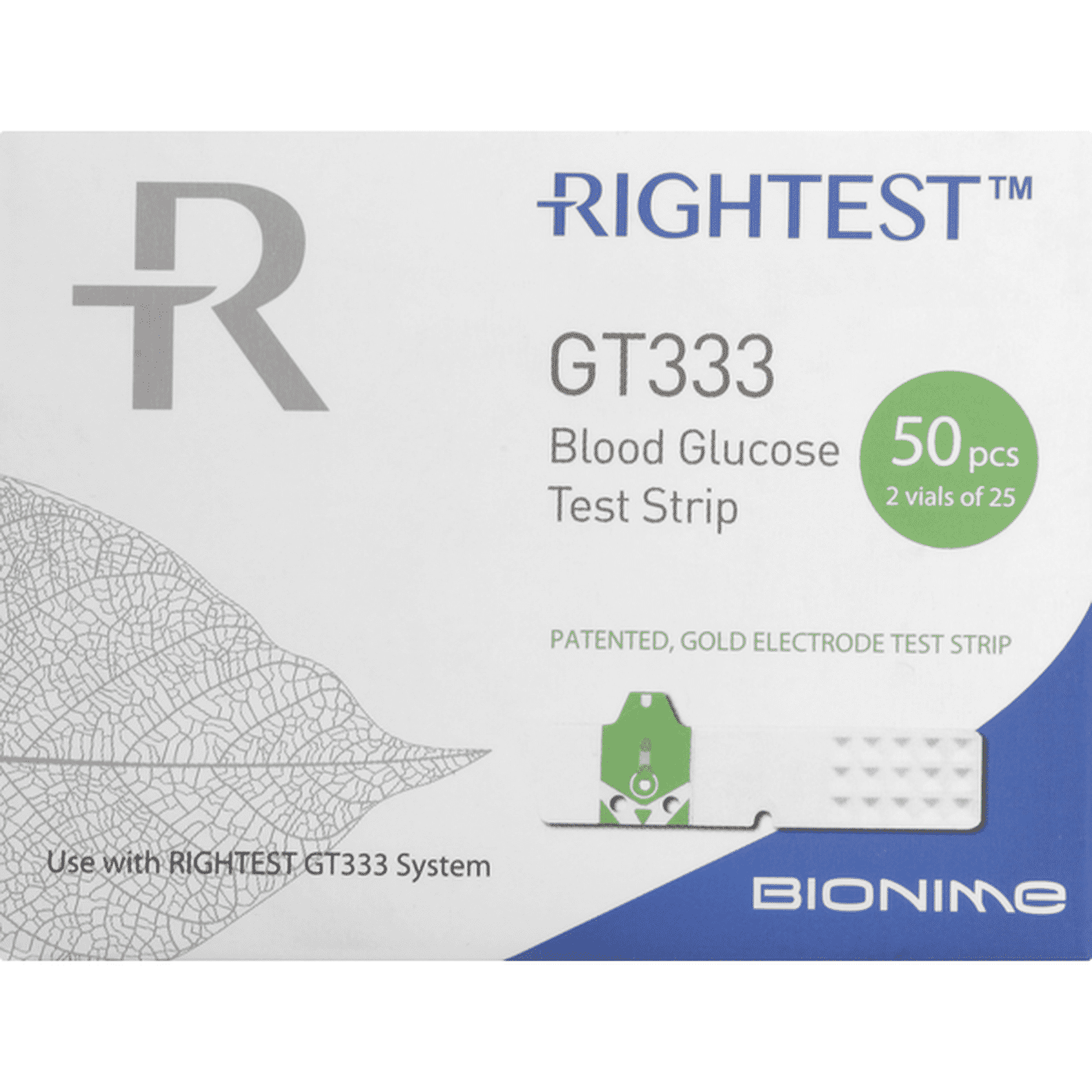 Bionime Rightest Blood Glucose Test Strips GT333 50 Each Delivery Or