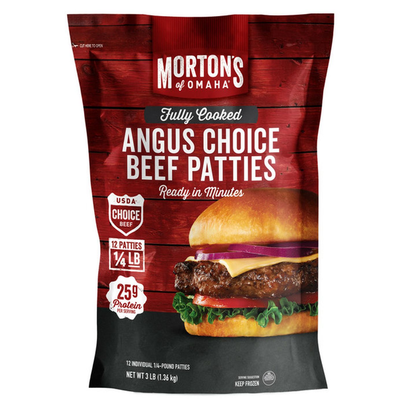 Morton's of Omaha Fully Cooked Angus Choice Beef Patties (3 lb ...