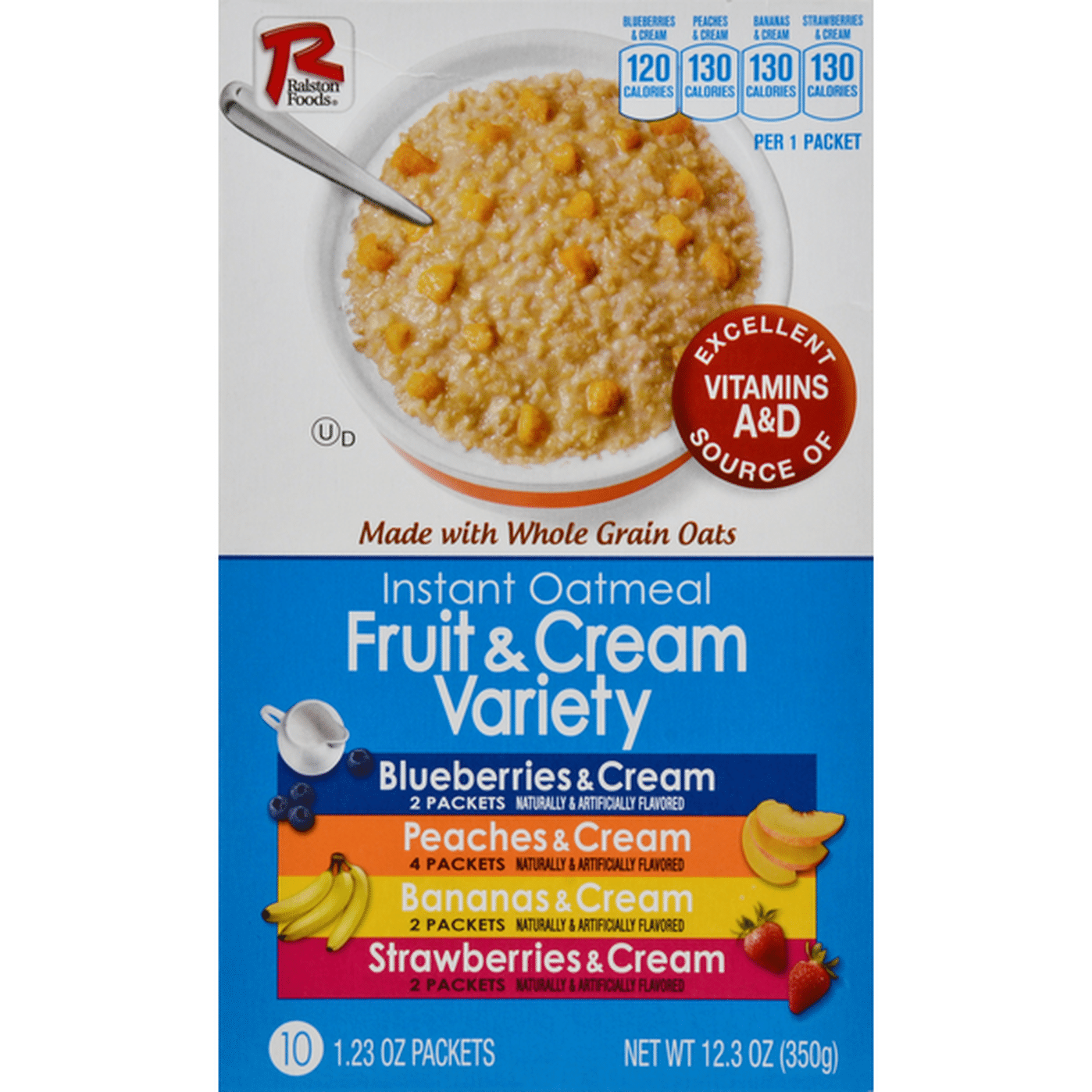 Ralston Foods Oatmeal, Instant, Fruit & Cream, Variety (10 each ...