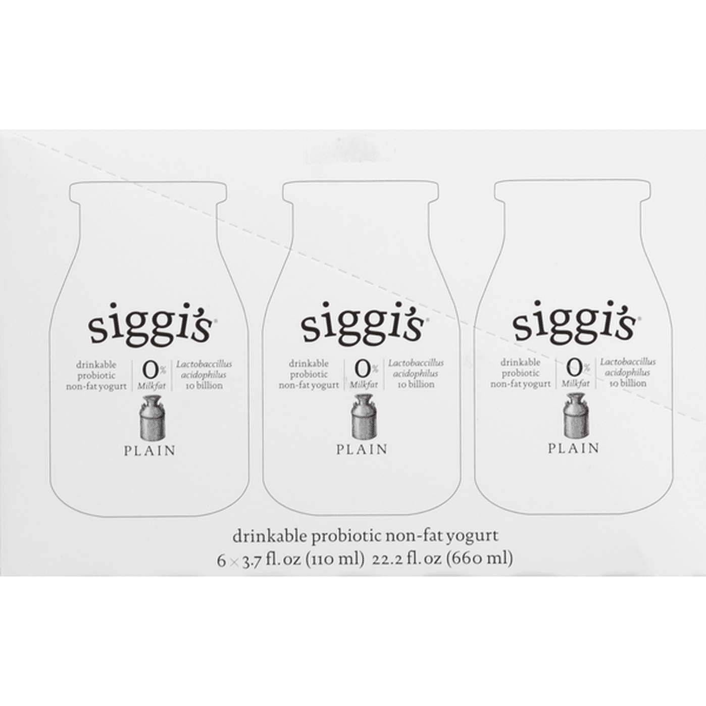 Siggis Yogurt Drinkable Probiotic Non Fat Plain 6 Each Delivery
