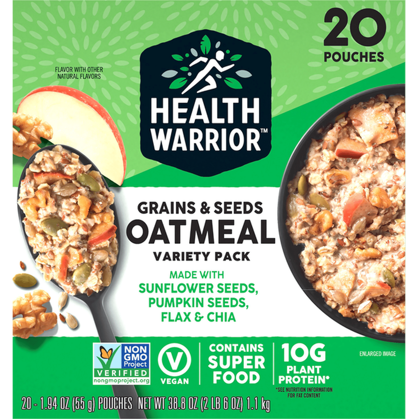 Health Warrior Oatmeal, Apple Walnut & Strawberry Almond, Grains ...